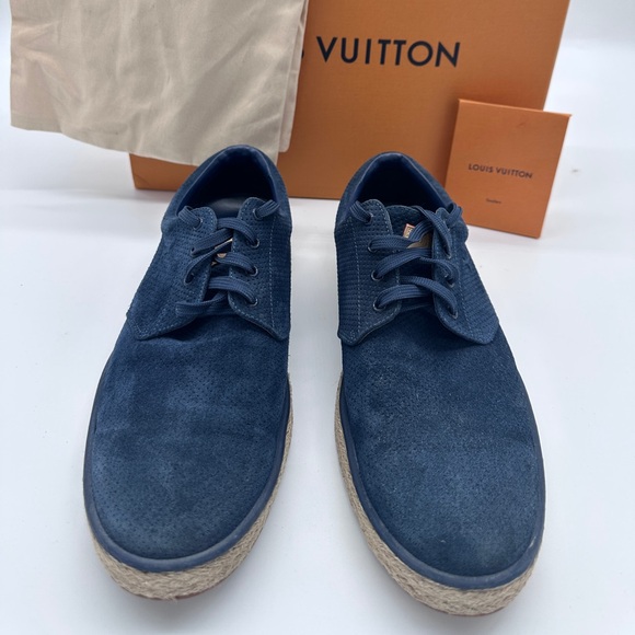 Louis Vuitton Men’s Suade Espadrille Navy Size 10 LV 11 US 100% Authentic - Picture 7 of 8